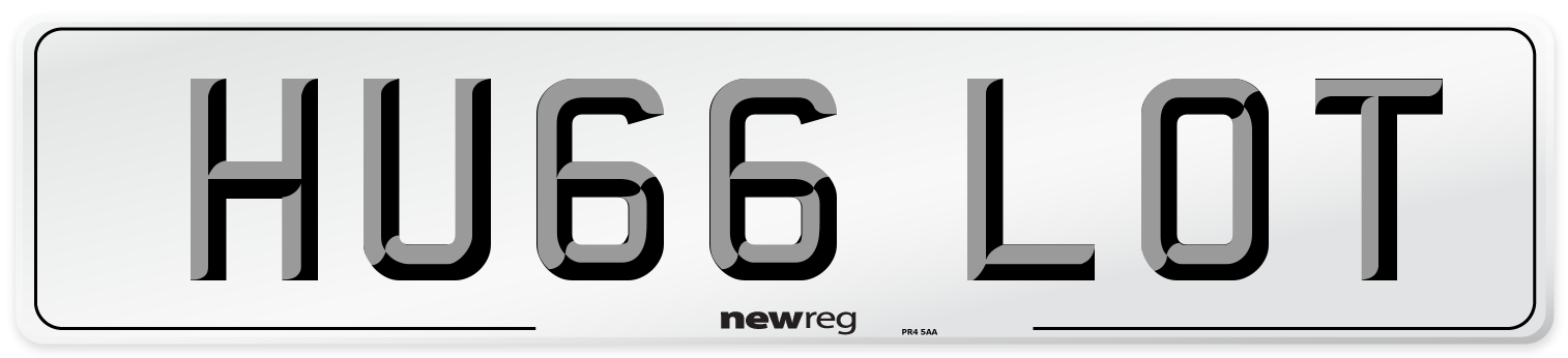 HU66 LOT Number Plate from New Reg